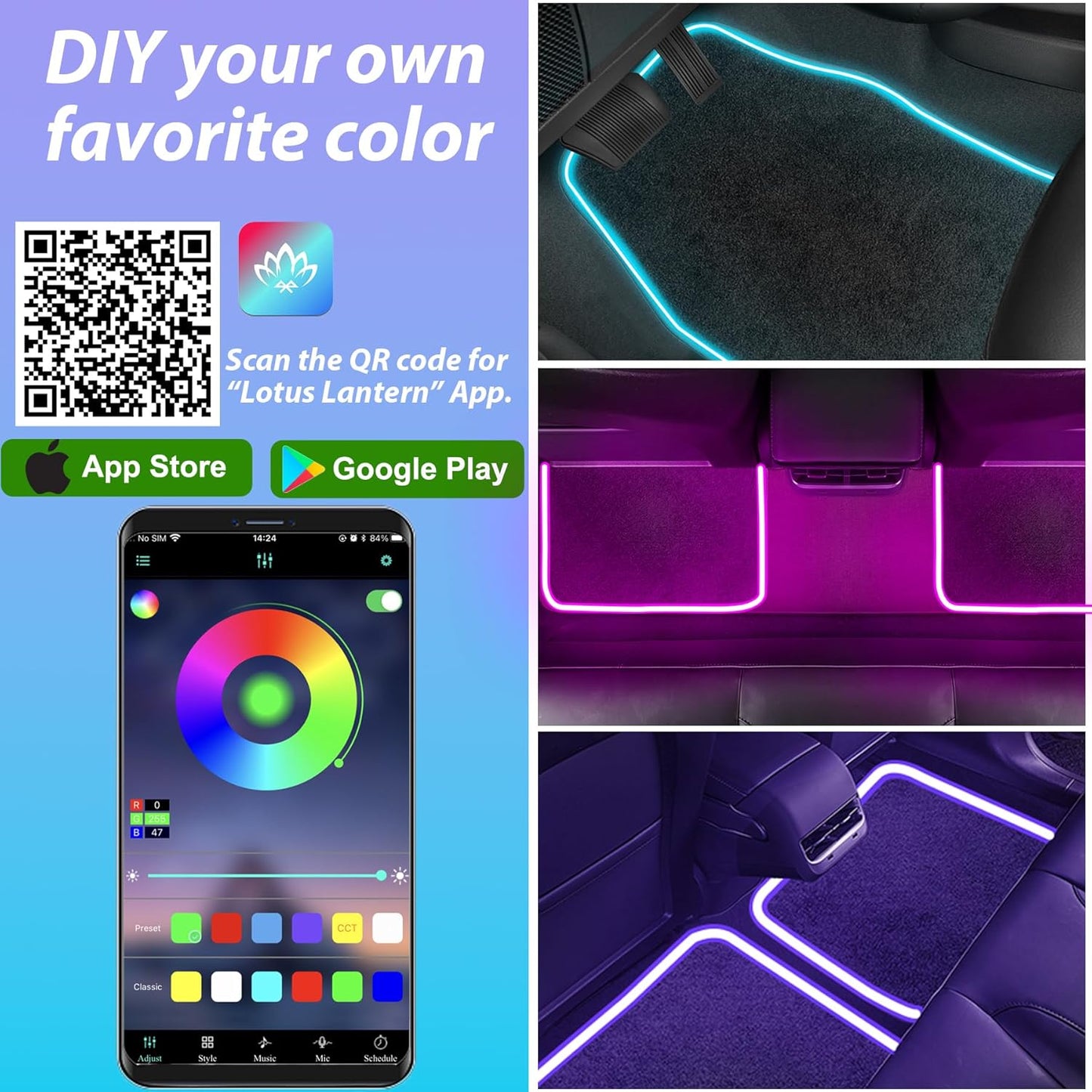 DriveGlow LED Car Floor Mats